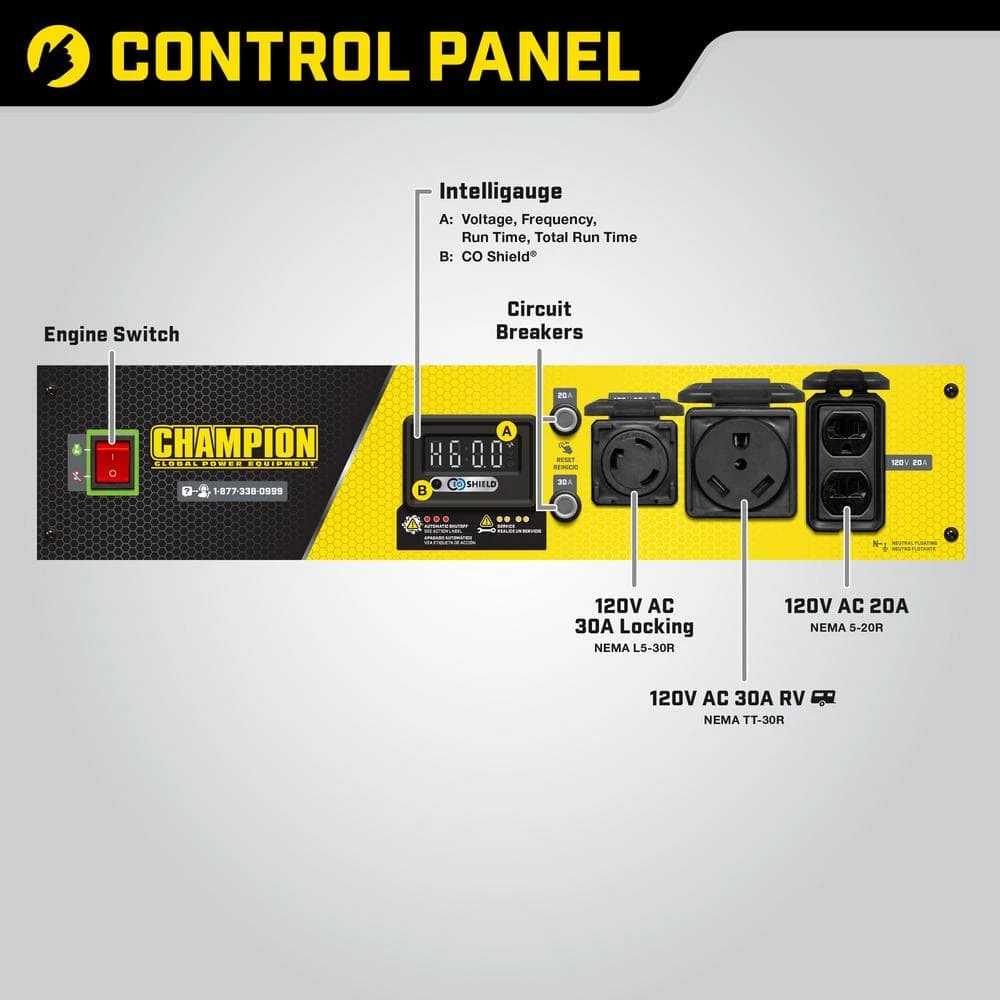Flash Sale π― Champion Power Equipment 4550-Watt/3650-Watt Recoil Start Gasoline Powered RV Ready Portable Generator with CO Shield π - Image 7