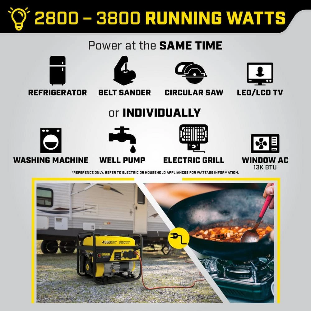 Flash Sale π― Champion Power Equipment 4550-Watt/3650-Watt Recoil Start Gasoline Powered RV Ready Portable Generator with CO Shield π - Image 4