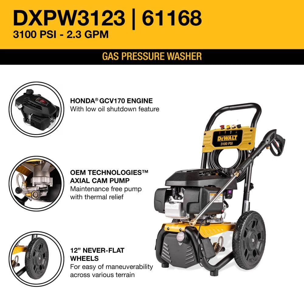 New π― DEWALT 3100 PSI at 2.3 GPM Honda Cold Water Professional Gas Pressure Washer 𧨠- Image 2