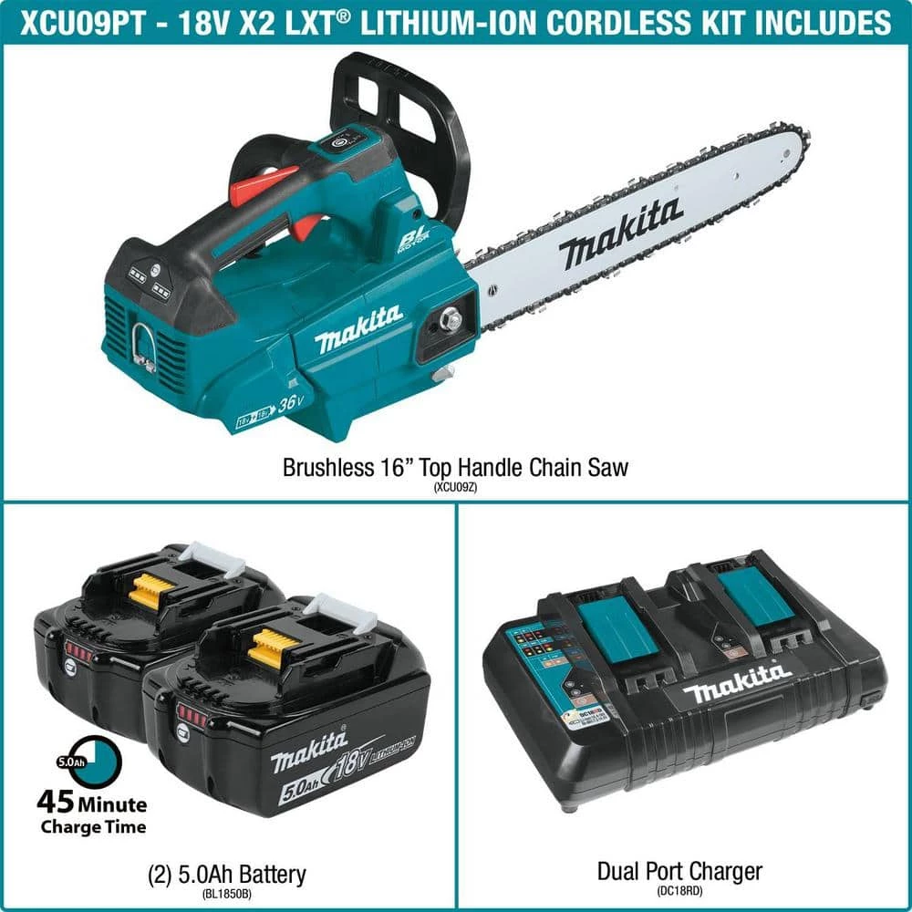 Cheap β¨ Makita 16 in. 18-Volt X2 (36-Volt) LXT Lithium-Ion Brushless Cordless Top Handle Chain Saw Kit (5.0Ah) π - Image 3