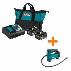Cheap β€οΈ Makita 18-Volt LXT Lithium-Ion Battery and Rapid Optimum Charger Starter Pack (5.0Ah) with bonus 18V LXT Inflator (Tool-Only) π