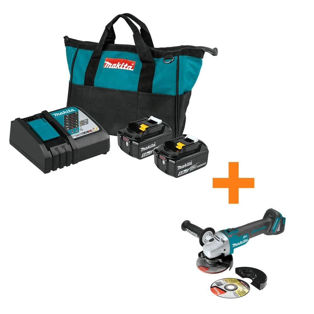 Best reviews of 𧨠Makita 18-Volt LXT Battery and Rapid Optimum Charger Starter Pack (5.0Ah) with bonus 18V LXT Brushless Cut-Off/Angle Grinder π