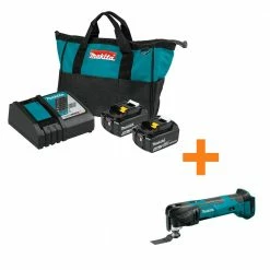 Best Pirce 👍 Makita 18-Volt LXT Battery and Rapid Optimum Charger Starter Pack (5.0Ah) with bonus 18V LXT Oscillating Multi-Tool ⌛