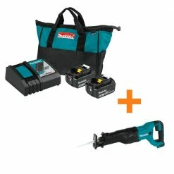 Brand new 🎁 Makita 18-Volt LXT Lithium-Ion Battery and Rapid Optimum Charger Starter Pack (5.0Ah) with bonus 18V LXT Reciprocating Saw 😉