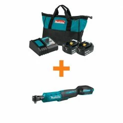 Budget 🔔 Makita 18V LXT Battery and Rapid Optimum Charger Starter Pack (5.0Ah) with bonus 3/8 in./1/4 in. 18V LXT Square Drive Ratchet 🔔