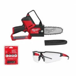 Best Sale β¨ Milwaukee M12 FUEL 6 in. 12-Volt Brushless Electric Cordless Chainsaw Tool Only with Extra 6 in. Chain and Clear Safety Glasses β