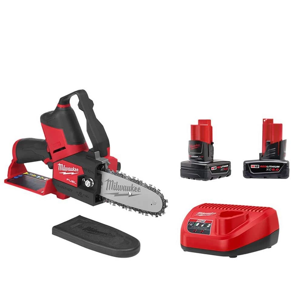 Best Sale π Milwaukee M12 FUEL 12-Volt Lithium-Ion Brushless Cordless 6 in. HATCHET Chainsaw Kit with 6.0 Ah and 4.0 Ah Battery, Charger π