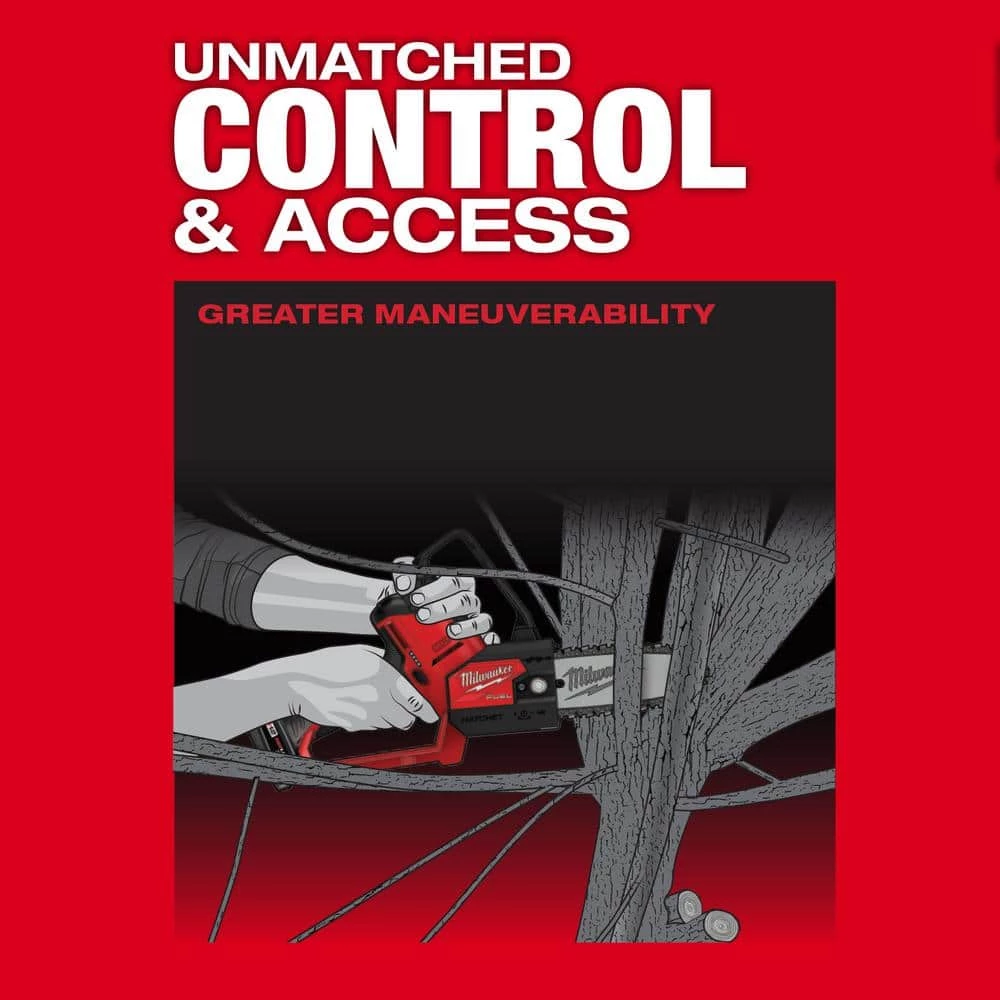 Best Sale π Milwaukee M12 FUEL 12-Volt Lithium-Ion Brushless Cordless 6 in. HATCHET Chainsaw Kit with 6.0 Ah and 4.0 Ah Battery, Charger π - Image 6