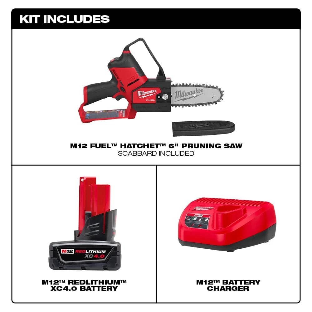 Best reviews of ⌛ Milwaukee M12 FUEL 12-Volt Lithium-Ion Brushless Cordless 6 in. HATCHET Chainsaw Kit w/4.0 Ah Battery, Charger & Replacement Chain ✔️ - Image 3