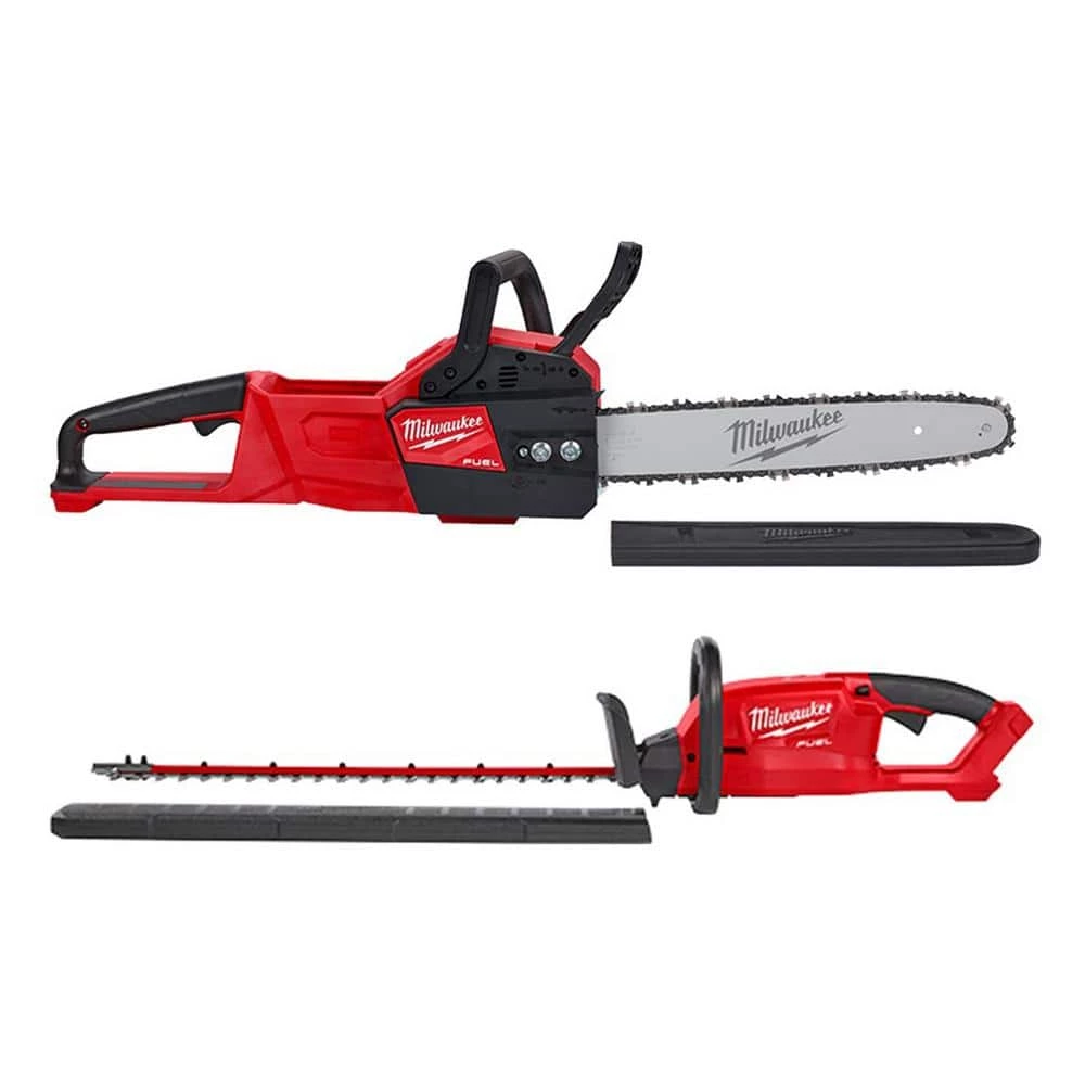 Promo ๐คฉ Milwaukee M18 FUEL 14 in. 18-Volt Lithium-Ion Brushless Cordless Electric Chainsaw & Electric Cordless Hedge Trimmer (2-Tool) ๐