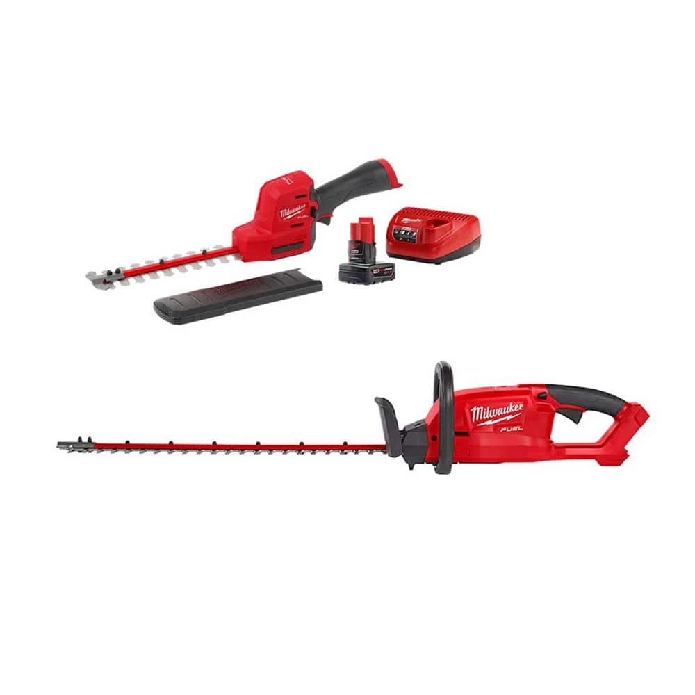 Discount π€© Milwaukee M12 FUEL 8 in. 12V Lithium-Ion Brushless Cordless Hedge Trimmer Kit with M18 FUEL 24 in. Hedge Trimmer (2-Tool) π