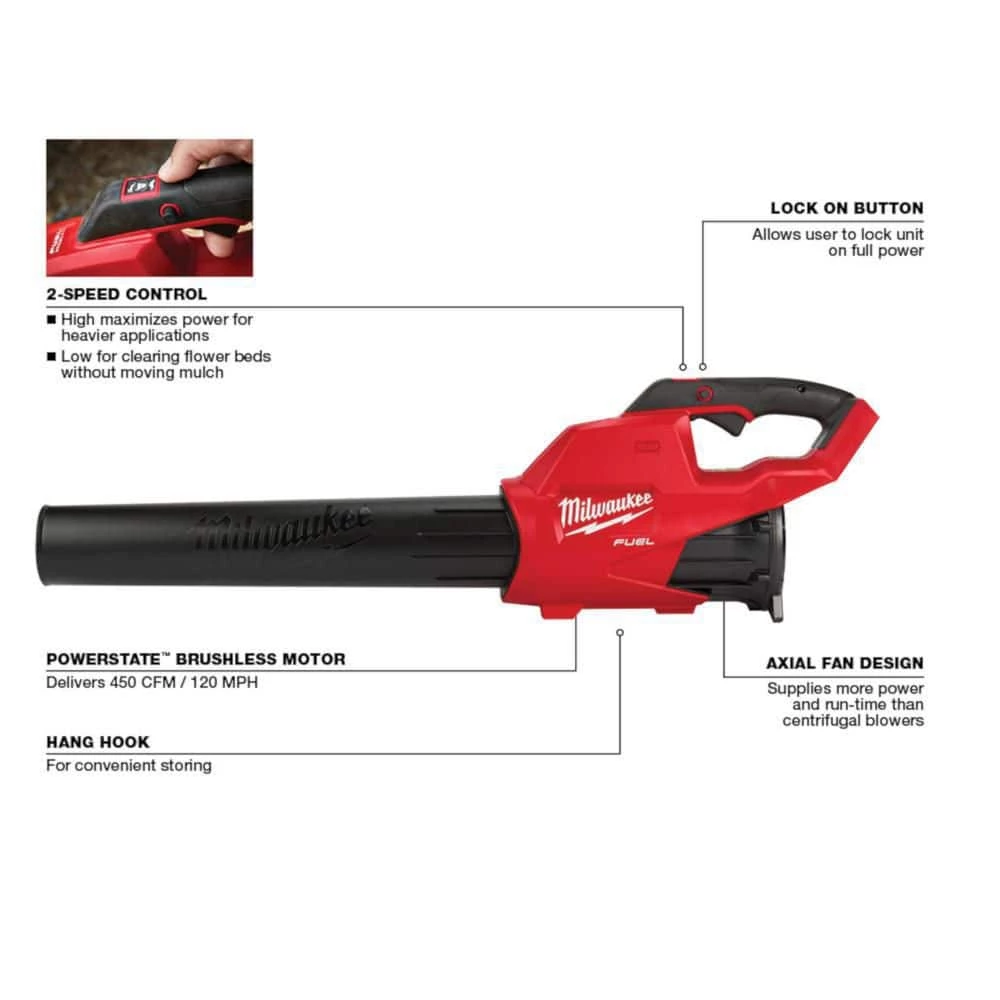 Top 10 βοΈ Milwaukee M18 FUEL 120 MPH 450 CFM 18V Brushless Cordless Blower w/Two 5Ah Batteries, Charger, 4 Gal. π Backpack Pesticide Sprayer π - Image 2