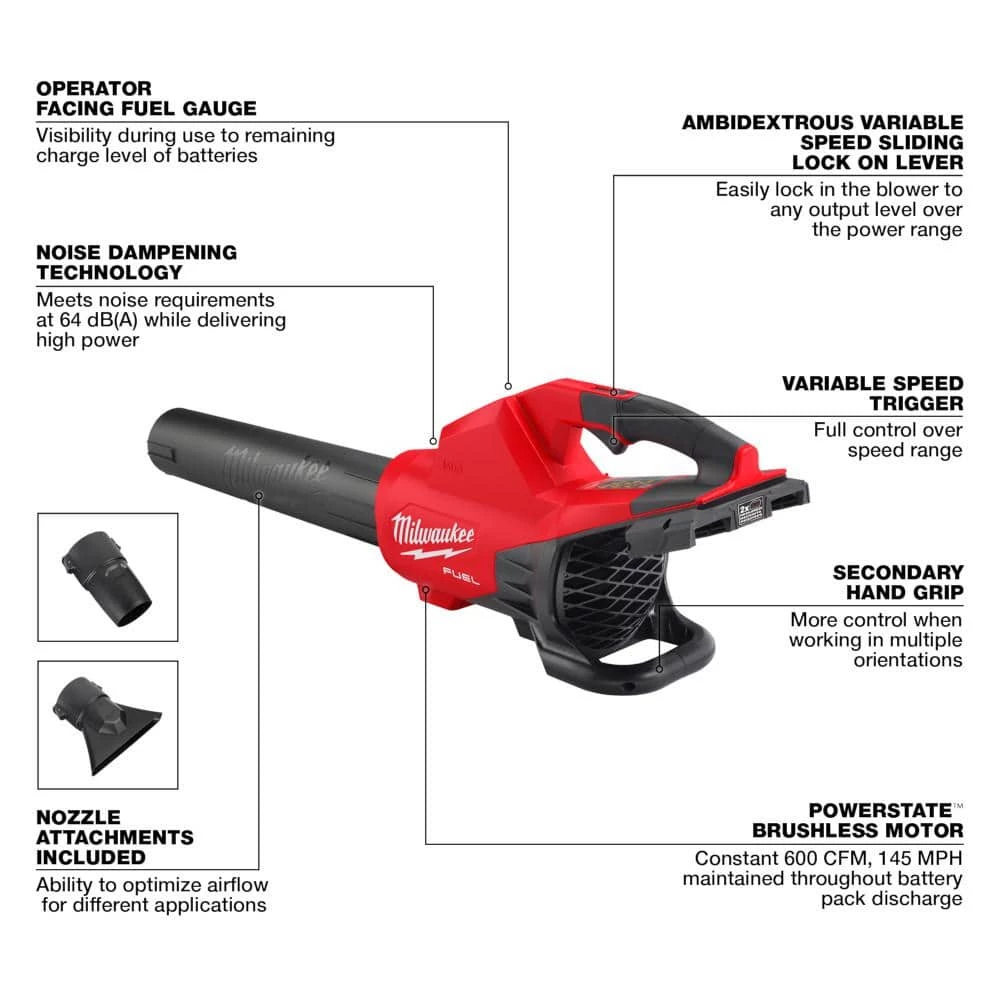 Top 10 π€© Milwaukee M18 FUEL Dual Battery 145 MPH 600 CFM 18V Lithium-Ion Brushless Cordless Handheld Blower with M18 FUEL Hedge Trimmer β - Image 3