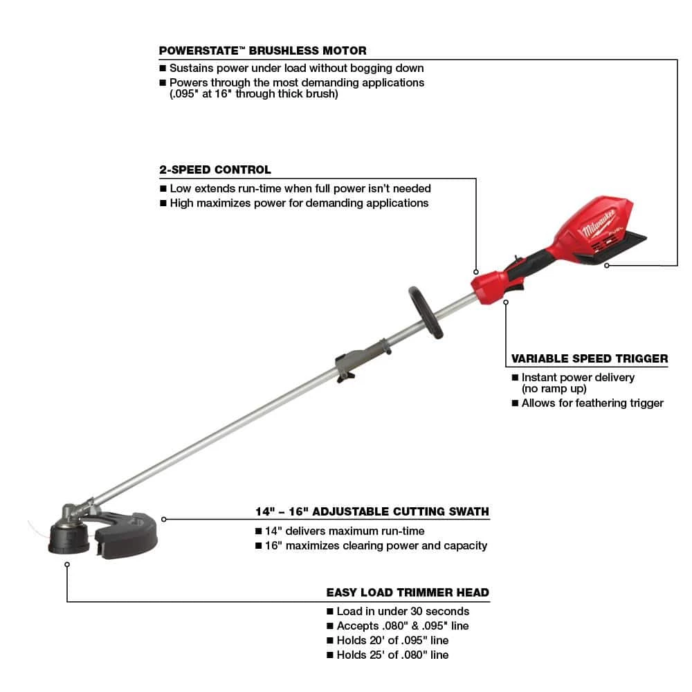 Brand new π Milwaukee M18 FUEL 18V Lithium-Ion Cordless Brushless String Grass Trimmer W/ Attachment Capability W/ M18 5.0Ah Battery π - Image 3