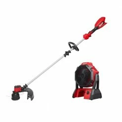 Brand new 🧨 Milwaukee M18 18V Lithium-Ion Brushless Cordless String Trimmer Kit with 6.0 Ah Battery, Charger and M18 18V Jobsite Fan 🤩