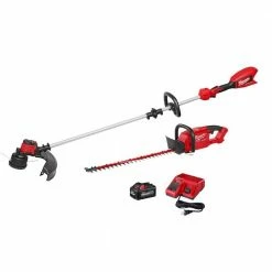 New 🎉 Milwaukee M18 18V Lithium-Ion Brushless Cordless String Trimmer, 6.0 Ah Battery, Charger and M18 FUEL Hedge Trimmer Combo Kit 🌟