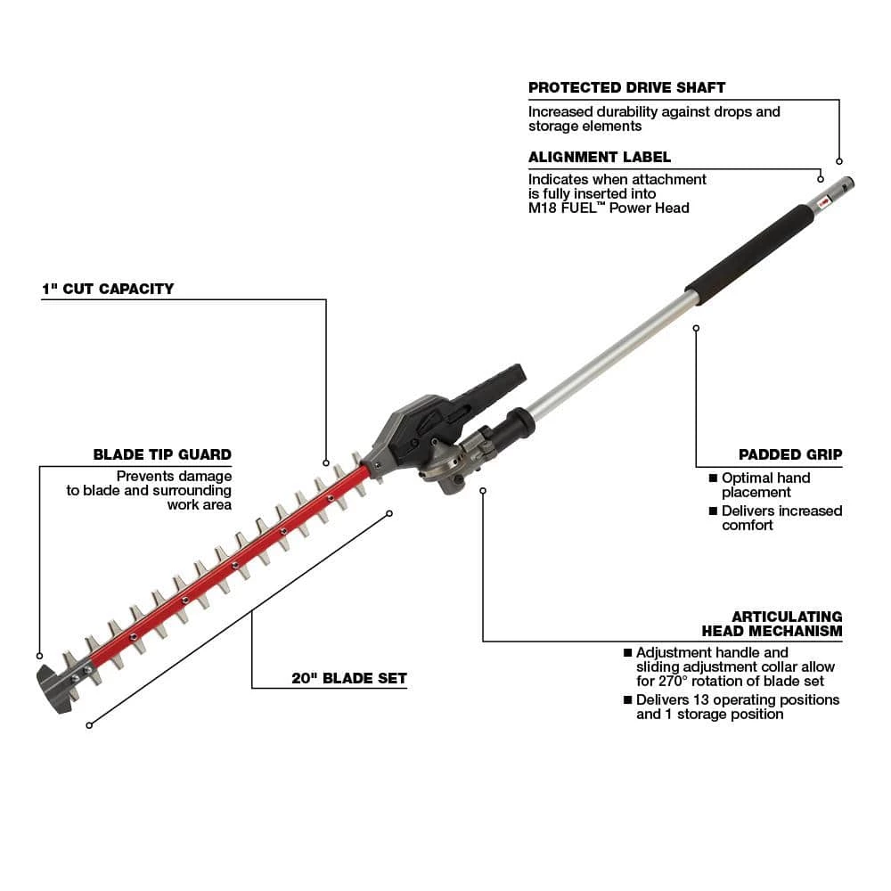 Budget ๐ฅ Milwaukee M18 FUEL QUIK-LOK 10 in. Pole Saw and Articulating Hedge Trimmer Attachments with QUIK-LOK 3 ft. Attachment Extension โญ - Image 4