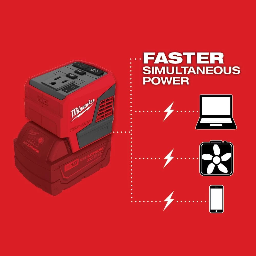 Budget โญ Milwaukee M18 18-Volt Lithium-Ion 175-Watt Powered Compact Inverter for M18 Batteries (Tool-Only) ๐ฅ - Image 4