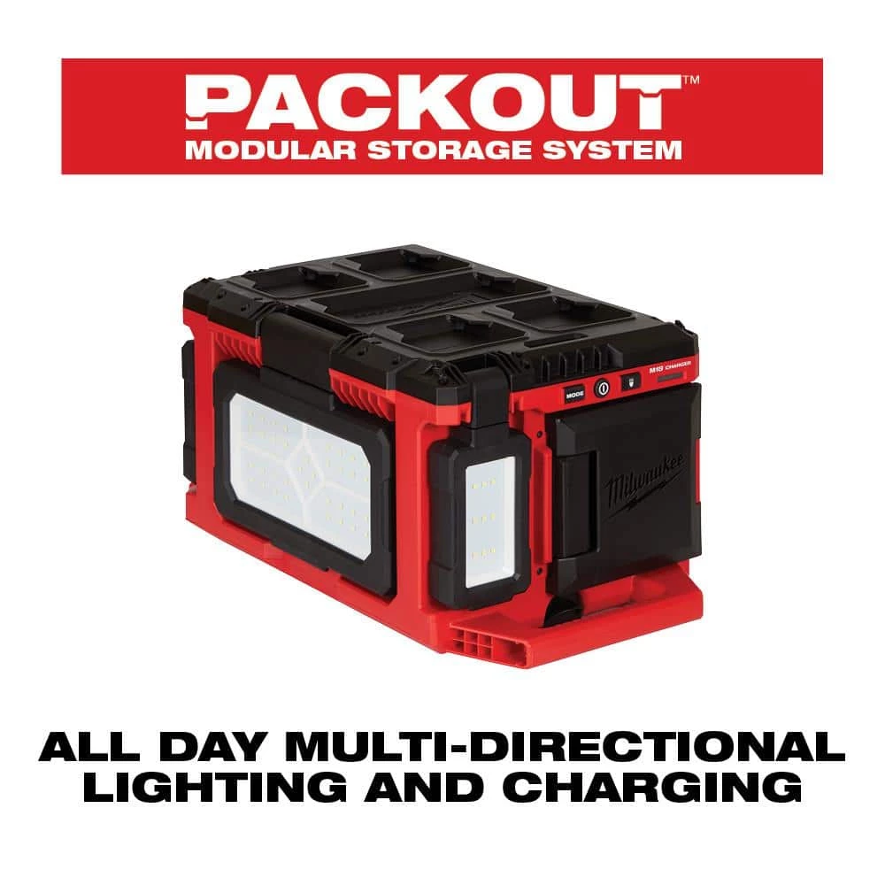 Best Sale ๐ Milwaukee M18 18-Volt Lithium-Ion Cordless PACKOUT 3000 Lumens LED Light with Built-In Charger with (1) 5.0 Ah Battery ๐ - Image 3