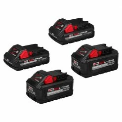 Deals 🥰 Milwaukee M18 18-Volt Lithium-Ion HIGH OUTPUT XC 8.0 Ah and 3 Ah Battery (4-Pack) 😀