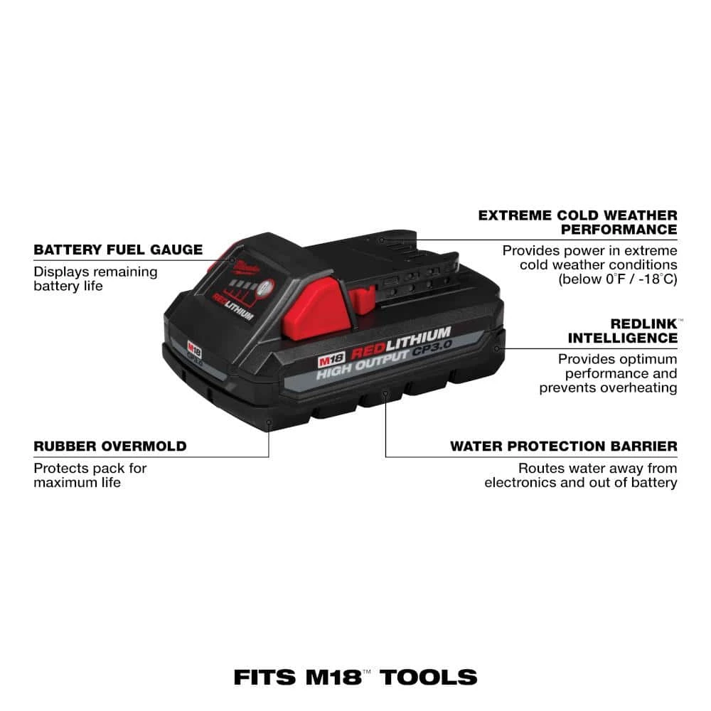 New ✨ Milwaukee M18 18V Lithium-Ion HIGH OUTPUT CP 3.0Ah Battery Pack (2-Pack) 😉 - Image 3