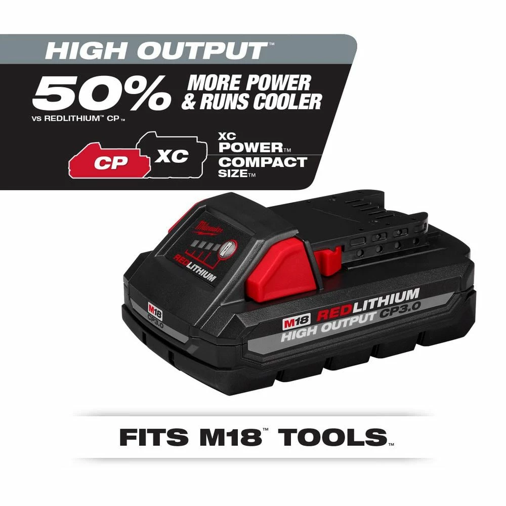 Discount π Milwaukee M18 18-Volt Lithium-Ion HIGH OUTPUT CP 3.0 Ah Battery Pack (2-Pack) w/9 in. 5 TPI AX Carbide Reciprocating Saw Blade β - Image 2