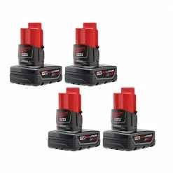 Flash Sale 😀 Milwaukee M12 12-Volt Lithium-Ion XC Extended Capacity 3.0 Ah Battery Pack (4-Pack) 🔥