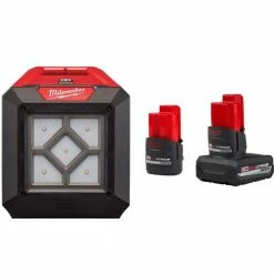 Flash Sale 🌟 Milwaukee M12 12-Volt Lithium-Ion XC High Output 5.0 Ah Battery Pack W/High Output 2.5 Ah Battery Pack + Rover LED Flood Light 😍