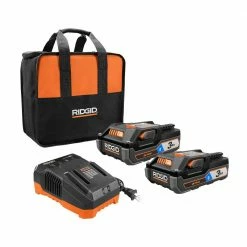 Brand new 🧨 RIDGID 18V OCTANE Bluetooth 3.0 Ah Batteries (2-Pack) and Charger Kit with Tool Bag 🛒