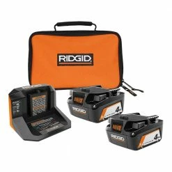 Promo π€© RIDGID 18V Lithium-Ion (2) 4.0 Ah Battery Starter Kit with Charger and Bag π