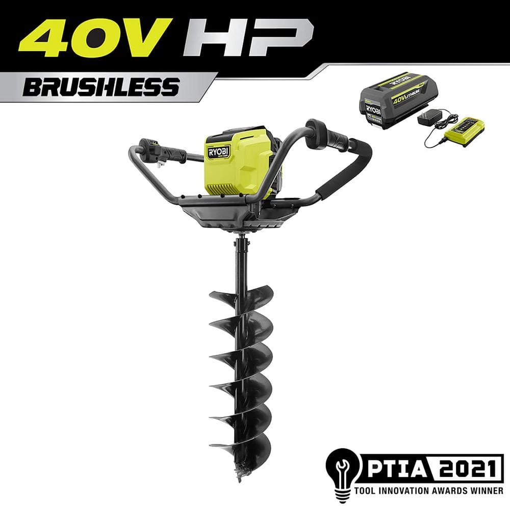 Outlet π― RYOBI 40V HP Brushless Cordless Earth Auger with 8 in. Bit with 4.0 Ah Battery and Charger β