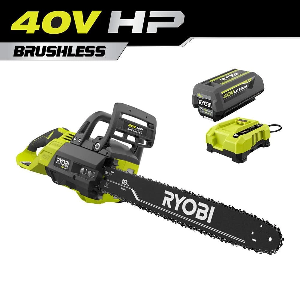 Top 10 π RYOBI 40V HP Brushless 18 in. Cordless Battery Chainsaw with 5.0 Ah Battery and Charger π―