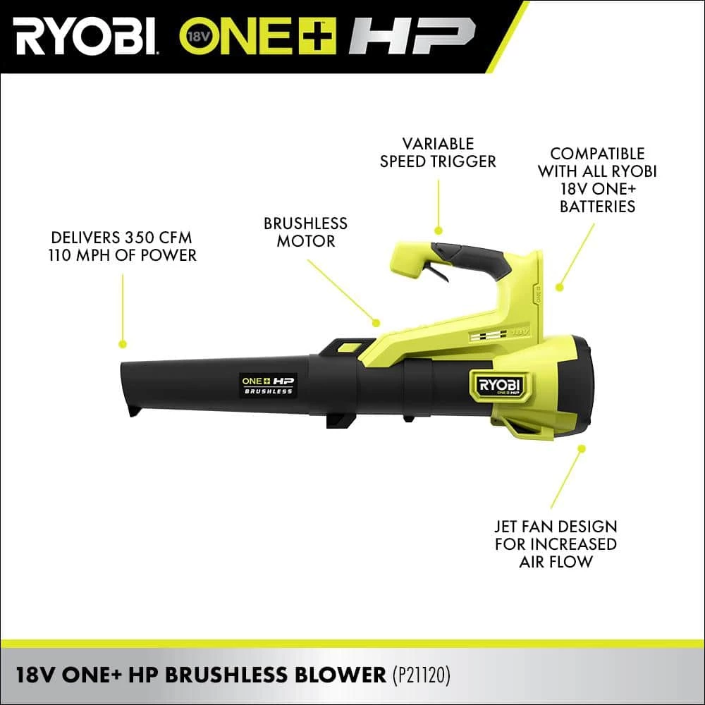 Promo π RYOBI ONE+ HP 18V Brushless 110 MPH 350 CFM Cordless Variable-Speed Jet Fan Leaf Blower (Tool Only) 𧨠- Image 10