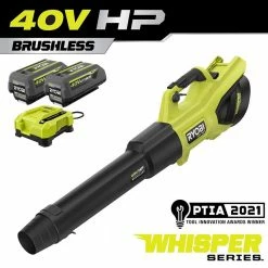 Best Sale π― RYOBI 40V HP Brushless Whisper Series 190 MPH 730 CFM Cordless Battery Jet Fan Leaf Blower with (2) 4.0 Ah Batteries & Charger β