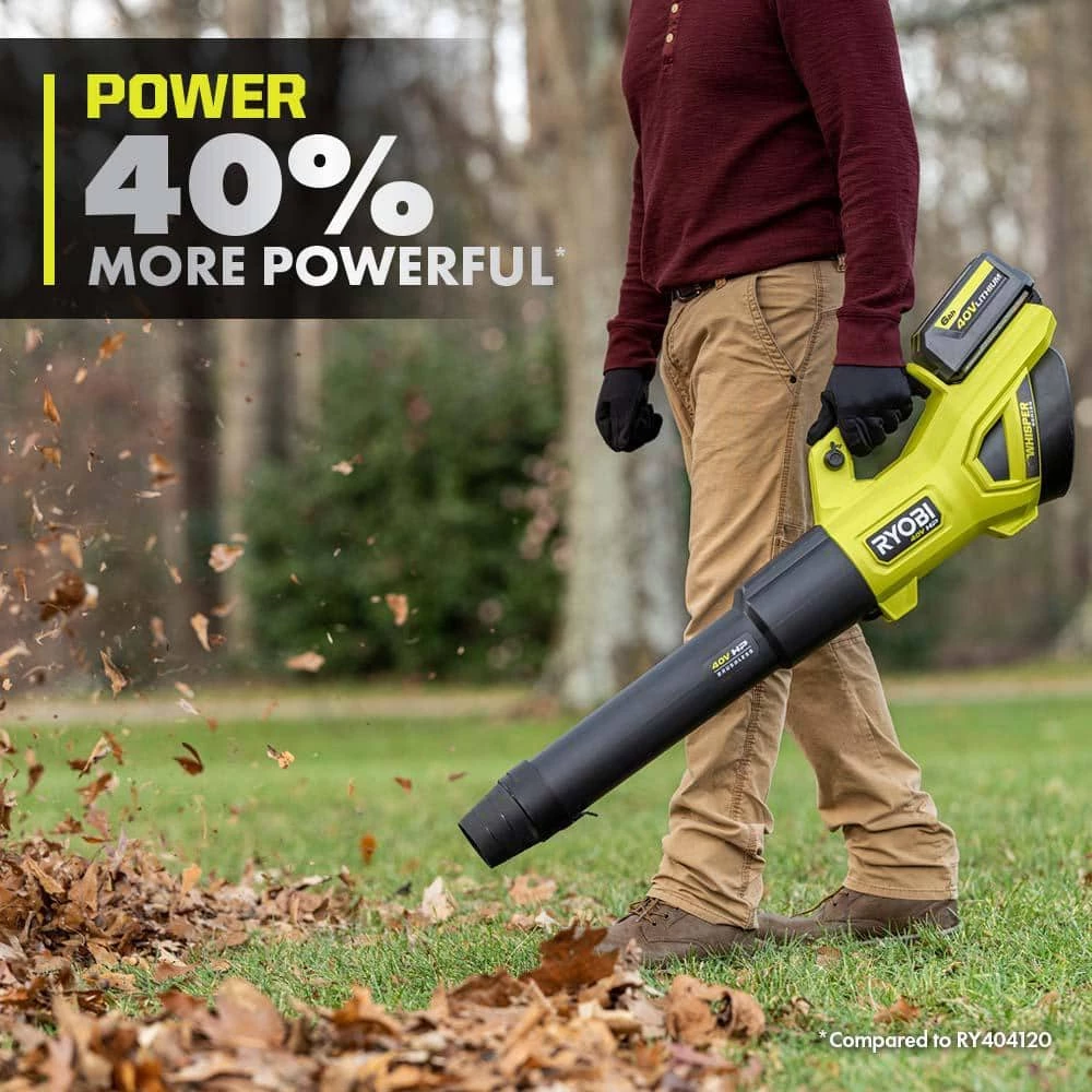 New π₯ RYOBI 40V HP Brushless Whisper Series 160 MPH 650 CFM Cordless Battery Leaf Blower with 6.0 Ah Battery and Charger β - Image 5
