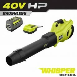 New 🔥 RYOBI 40V HP Brushless Whisper Series 160 MPH 650 CFM Cordless Battery Leaf Blower with 6.0 Ah Battery and Charger ⌛