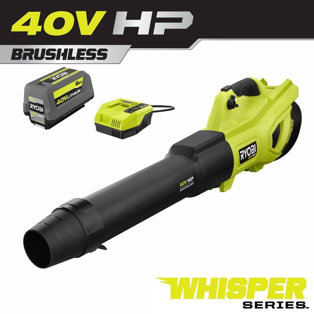 New π₯ RYOBI 40V HP Brushless Whisper Series 160 MPH 650 CFM Cordless Battery Leaf Blower with 6.0 Ah Battery and Charger β