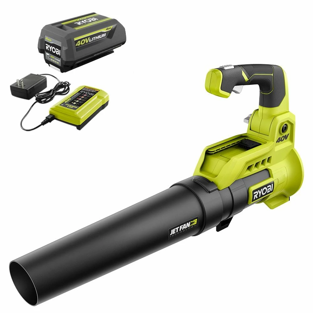 Top 10 ๐ RYOBI 40V 110 MPH 525 CFM Cordless Battery Variable-Speed Jet Fan Leaf Blower with 4.0 Ah Battery and Charger ๐