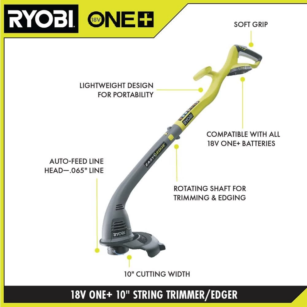 Best Sale π₯ RYOBI ONE+ 18V 10 in. Cordless Battery String Trimmer and Edger (Tool Only) π - Image 14