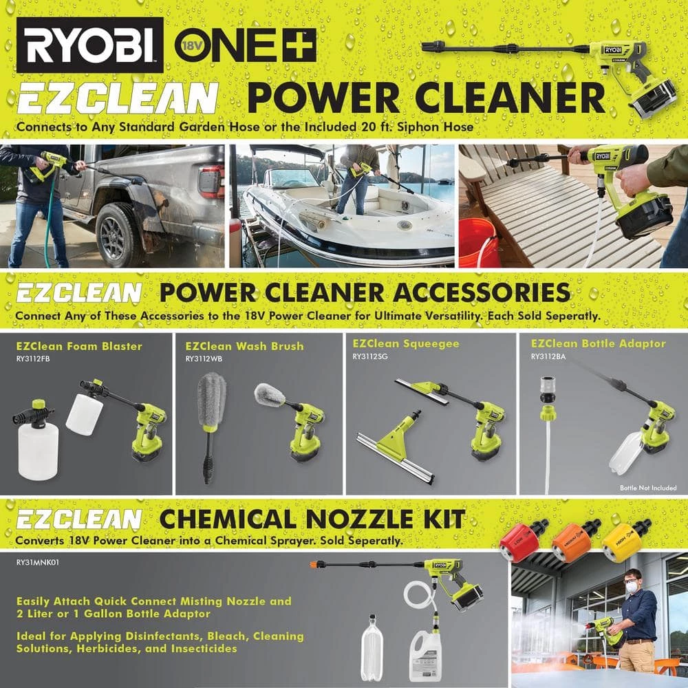 Promo 🔥 RYOBI ONE+ 18V EZClean 320 PSI 0.8 GPM Cordless Cold Water Power Cleaner (Tool Only) 👏 - Image 4
