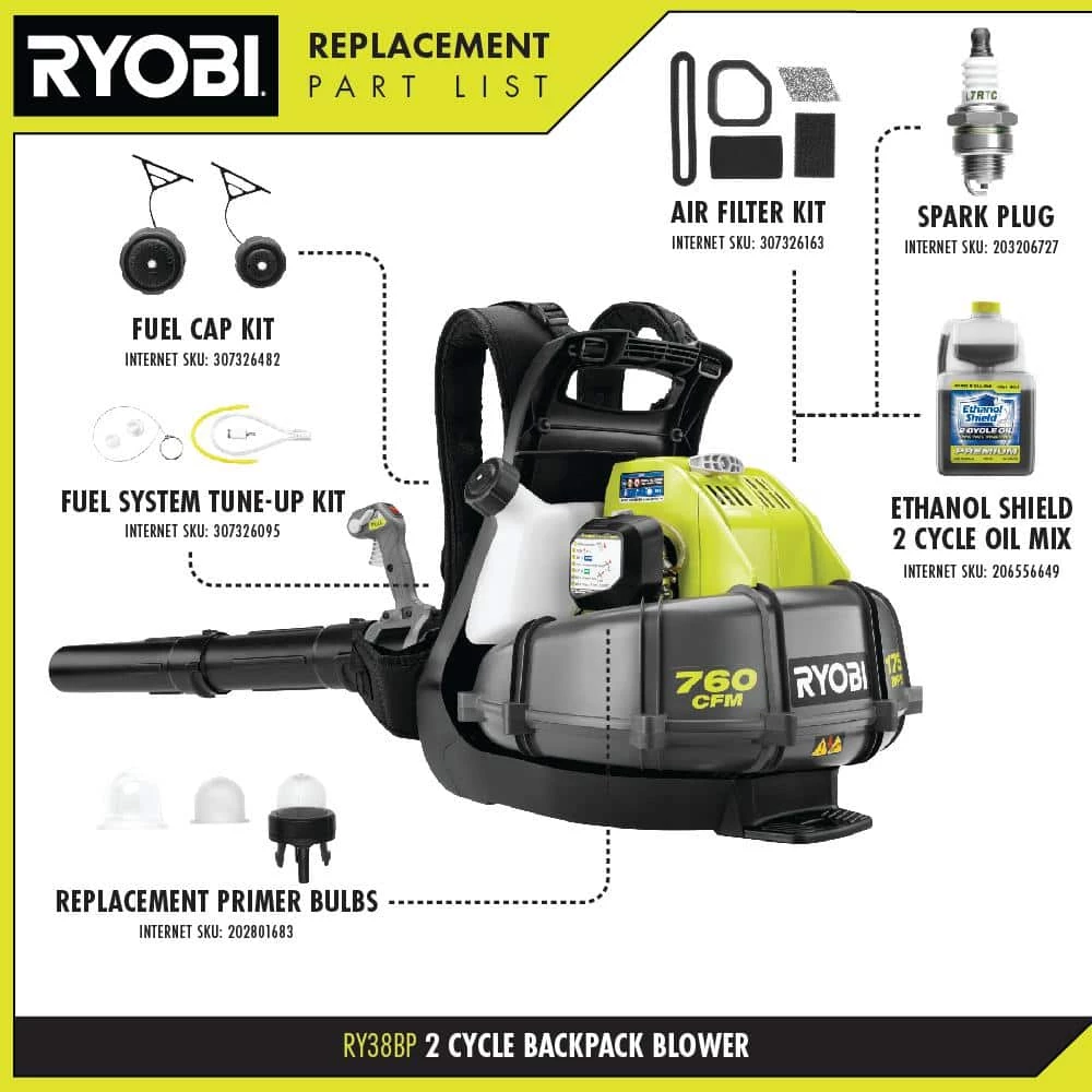 Brand new π RYOBI 175 MPH 760 CFM 38cc Gas π Backpack Leaf Blower β - Image 2