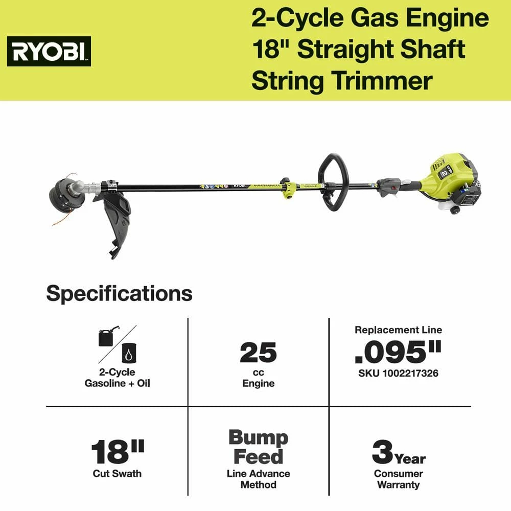Buy π₯° RYOBI 25 cc 2-Stroke Attachment Capable Full Crank Straight Gas Shaft String Trimmer β€οΈ - Image 8