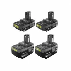 Best Sale ❤️ RYOBI ONE+ 18V Lithium-Ion 4.0 Ah Battery (2-Pack) with ONE+ 18V Lithium-Ion 2.0 Ah Compact Battery (2-Pack) 💯