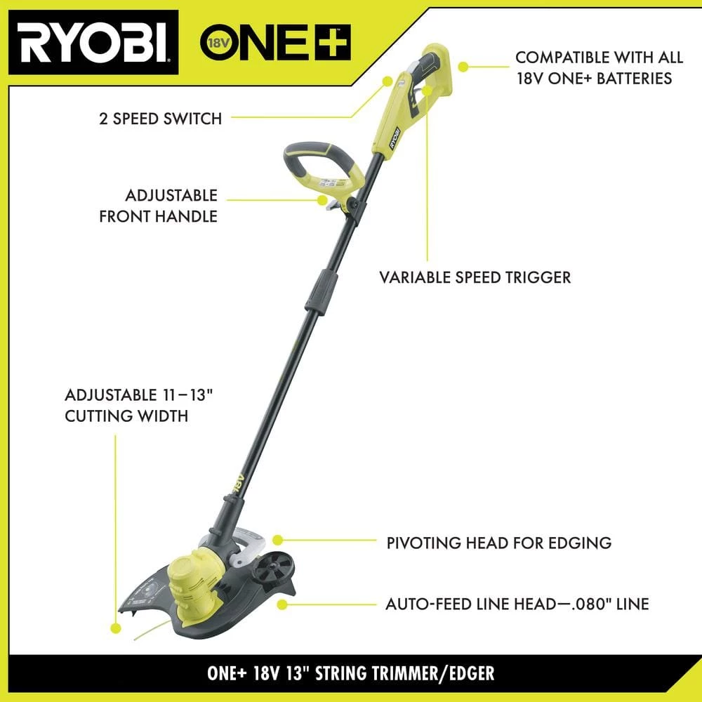 Discount ๐ RYOBI ONE+ 18V Cordless Battery String Trimmer/Edger and Jet Fan Blower Combo Kit with 4.0 Ah Battery and Charger ๐ฅฐ - Image 14