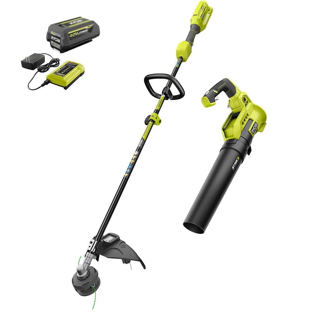 Cheap β€οΈ RYOBI 40V Cordless Battery Attachment Capable String Trimmer and Leaf Blower Combo Kit (2-Tools) w/ 4.0 Ah Battery & Charger π