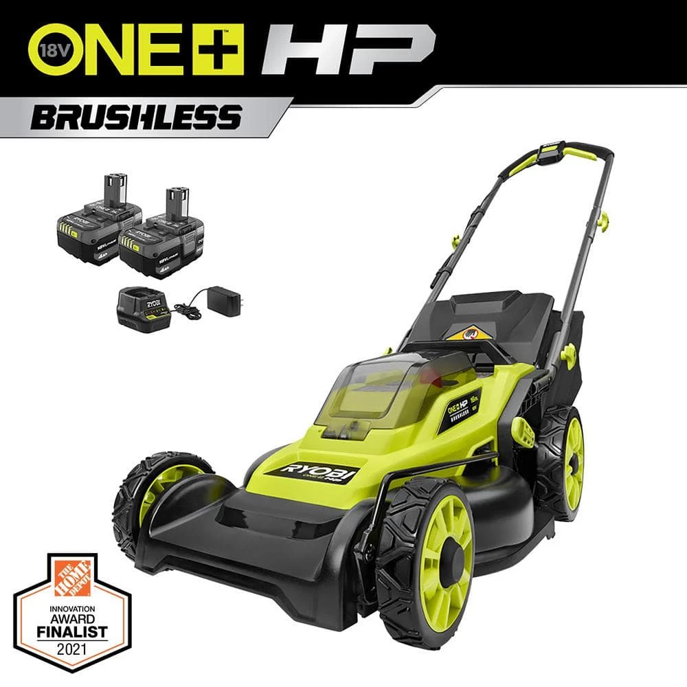 Buy β RYOBI ONE+ HP 18V Brushless 16 in. Cordless Battery Walk Behind Push Lawn Mower with (2) 4.0 Ah Batteries and (1) Charger π