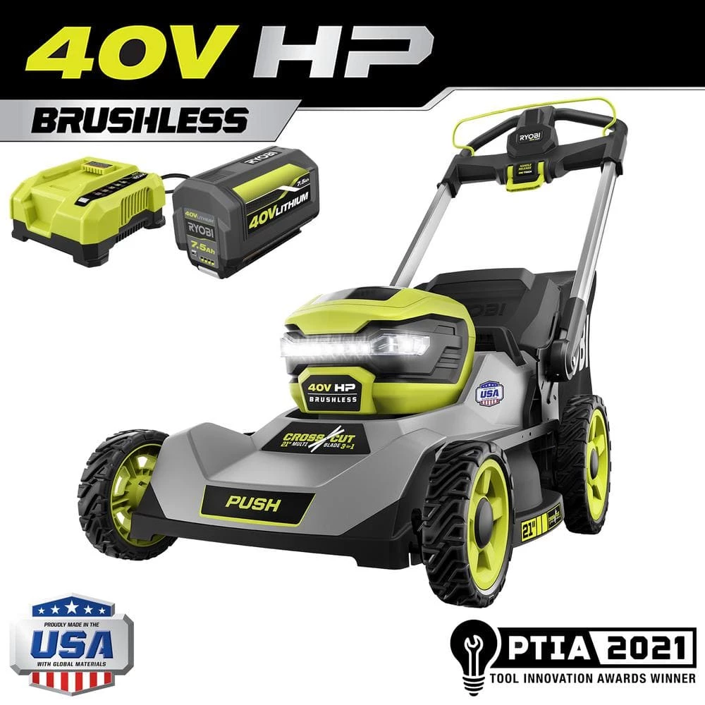Best Sale β€οΈ RYOBI 40V HP Brushless 21 in. Battery Walk Behind Push Lawn Mower with 7.5 Ah Battery and Rapid Charger π