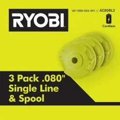 New 🤩 RYOBI Replacement Twisted 0.080 in. Auto Feed Line Spools (3-Pack) 🛒